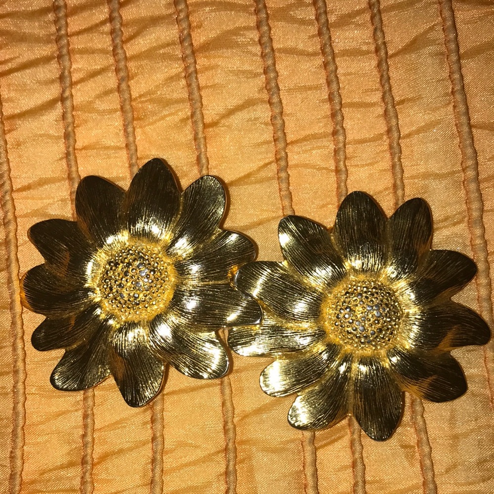 Vintage Paquette Signed Gold Daisy Belt Buckle